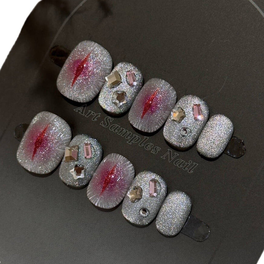 10pcs/Set Blue Pink Eye Press-On Nails