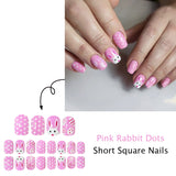 24pcs/Set Pink Easter Egg Bunny Press-On Nails