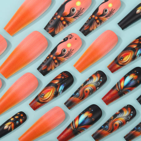 24pcs/Set Matte Iridescent Peacock Press-On Nails