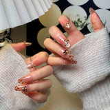(Handmade) 10pcs/Set French Cat Eye Cat Pattern Press-On Nails