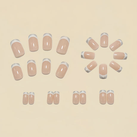 24pcs/Set Minimal Silver-Edge French Press-On Nails