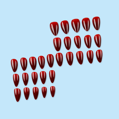 24pcs/Set Solid Burgundy Press-On Nails