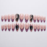24pcs/Set French Leopard Print with Small Floral Leopard Press-On Nails