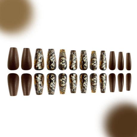 24pcs/Set Flower Press-On Nails