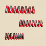 24pcs/Set Red & Black Gold Foil Crackle Press-On Nails