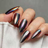 24pcs/Set Pink Chrome Cat Eye Press-On Nails