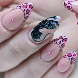 24pcs/Set French Leopard Print with Small Floral Leopard Press-On Nails