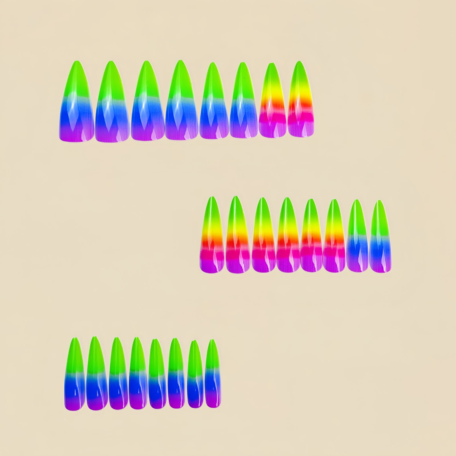 24pcs/Set Colorful Ombre Press-On Nails