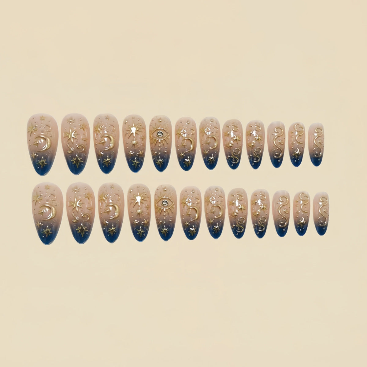 24pcs/Set Gold 3D Embossed Press-On Nails