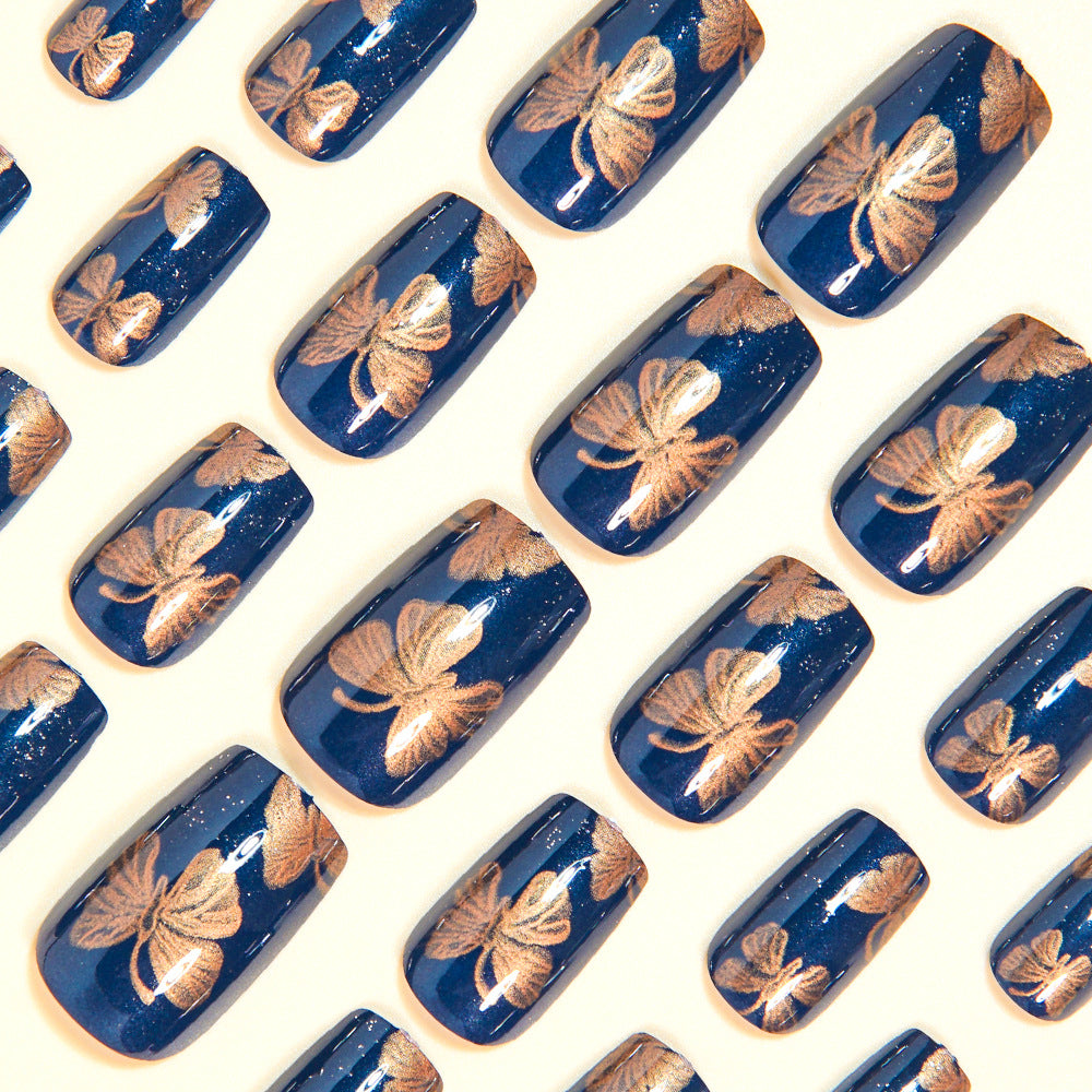 24pcs/Set Golden Butterfly Press-On Nails