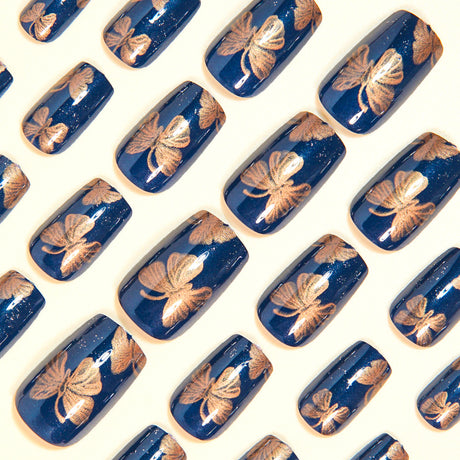 24pcs/Set Golden Butterfly Press-On Nails