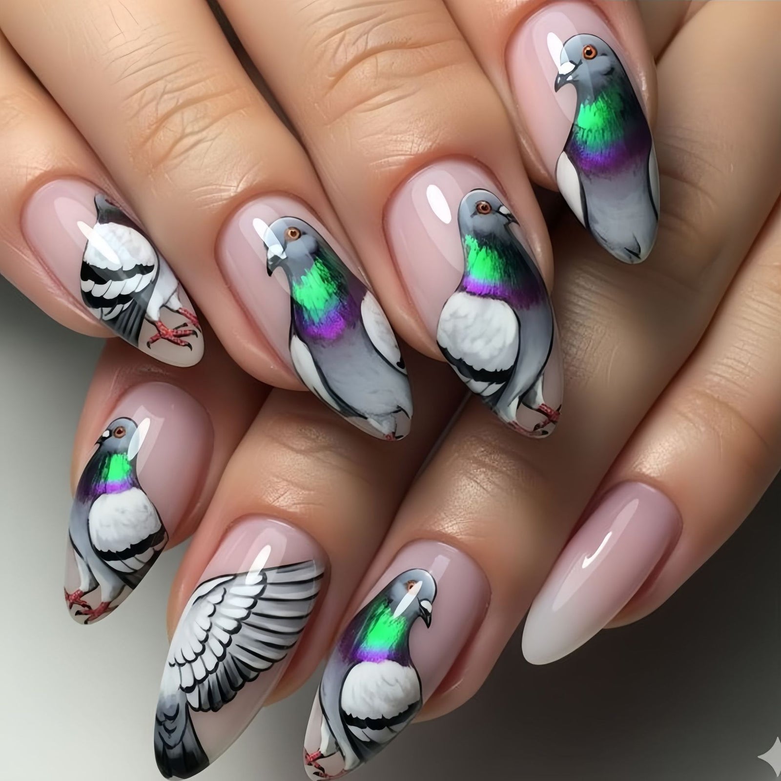 24pcs/Set Pink Nude Gradient Dove Press-On Nails