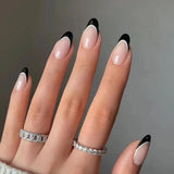 24pcs/Set Minimalist Black and White French Press-On Nails