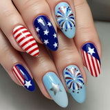 24pcs/Set Independence Day Fireworks Stars and Stripes Press-On Nails