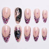 24pcs/Set French Leopard Print with Small Floral Leopard Press-On Nails