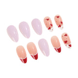 24pcs/Set Red & Pink Heart French Press-On Nails
