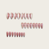 24pcs/Set Pink Chrome Cat Eye Press-On Nails