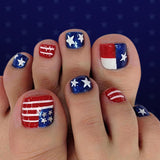 24pcs/Set Flag-Inspired Stars, Plaid & Stripes Press On Toe Nails