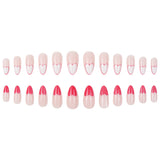 24pcs/Set Red, White & Heart Design Press-On Nails