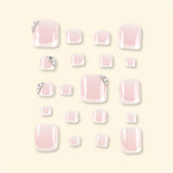 24pcs/Set Pure Desire Pink with Diamond Accents Press On Toe Nails