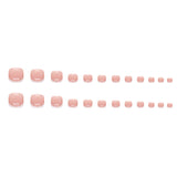 24pcs/Set Light Pink Minimalist White French Press On Toe Nails