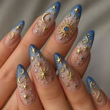 24pcs/Set Gold 3D Embossed Press-On Nails