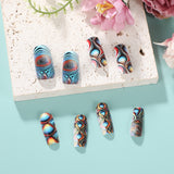 24pcs/Set Tree Ring Age Colorful Patchwork Press-On Nails