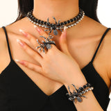 Dark Gothic Spider Earrings, Bracelet & Necklace