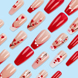 24pcs/Set Heart French Tips Press-On Nails