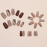 24pcs/Set Vintage Autumn/Winter Gold Line Press-On Nails