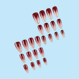 24pcs/Set Burgundy Gradient Press-On Nails