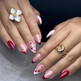 24pcs/Set Red & Pink Heart French Press-On Nails