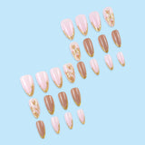 24pcs/Set 3D Gilded Floral Press-On Nails