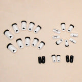 24pcs/Set Black Heart French Tips Press-On Nails