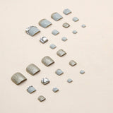 24pcs/Set Champagne Sparkling Heart Diamond Press On Toe Nails