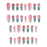 24pcs/Set Strawberry Pink Duck Playing in Water Press-On Nails