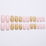 24pcs/Set Gold Foil Butterfly Press-On Nails