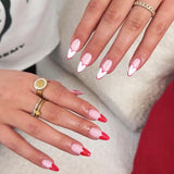 24pcs/Set Red, White & Heart Design Press-On Nails