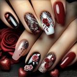 24pcs/Set Roses Press-On Nails