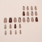 24pcs/Set Vintage Autumn/Winter Gold Line Press-On Nails