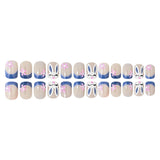 24pcs/Set Blue French Bunny Press-On Nails