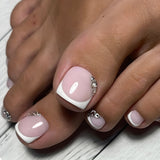 24pcs/Set Pure Desire Pink with Diamond Accents Press On Toe Nails