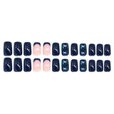 24pcs/Set Dark Blue French Tips Press-On Nails