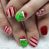 24pcs/Set Christmas Grinch Press-On Nails