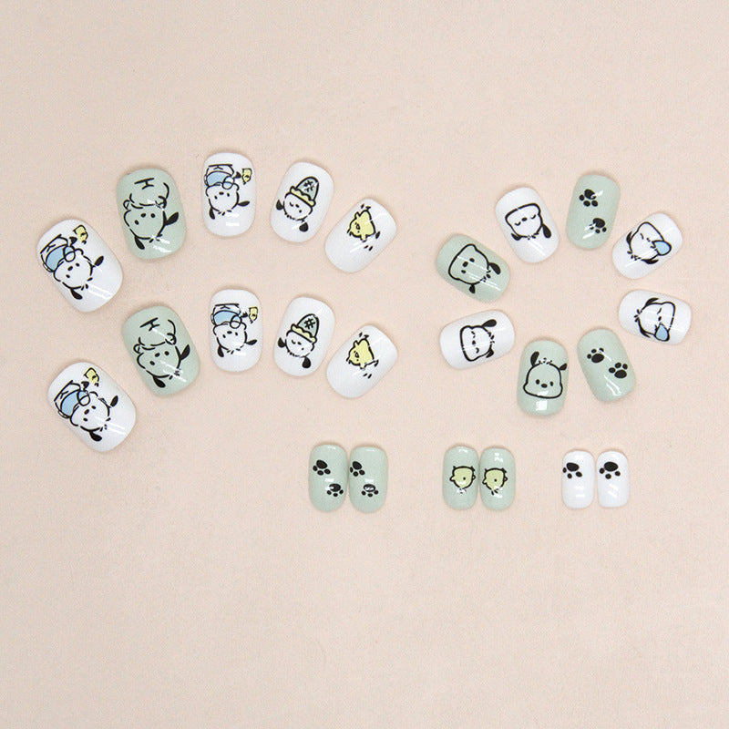 24pcs/Set Scruffy Dog and Little Yellow Chick Press-On Nails For Kids