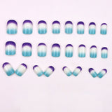 24pcs/Set Blue-Purple Gradient Press-On Nails