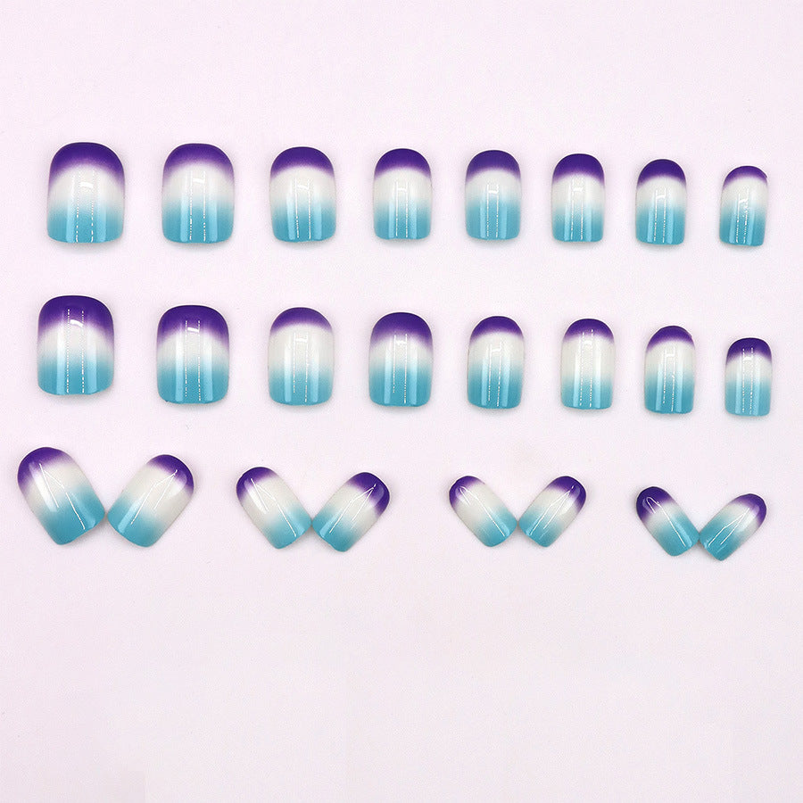 24pcs/Set Blue-Purple Gradient Press-On Nails