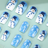 24pcs/Set Christmas Snowman Scarf Snowflake Press-On Nails