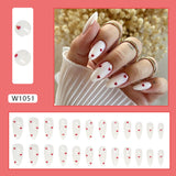 24pcs/Set Wine Red Heart Press-On Nails