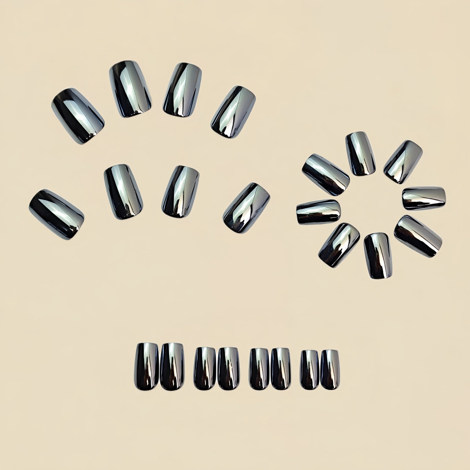 24pcs/Set Chrome Shiny Light Blue Press-On Nails